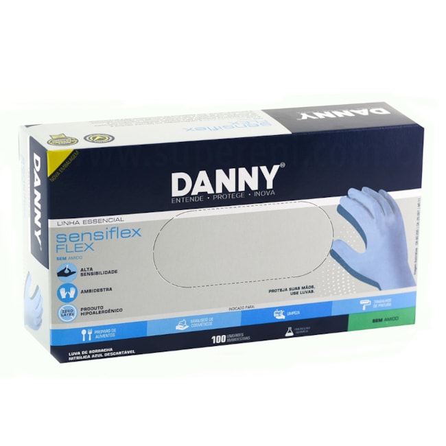 Luva Nitrílica Descartável Azul 24cm (100 unidades) CA 42979 DA90200 SENSIFLEX-8ba8dbdc-95e3-419d-8269-0d5c8a1ff587