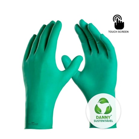 Luva Nitrílica Fina Descartável Sem Amido Verde com 50 Peças DA-90.114 DANNY