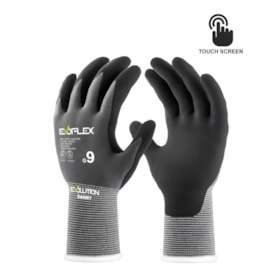 Luva Tricotada Nylon Nitrílico Foam Cinza e Preto CA 51.832 DA11874E EVOFLEX DANNY