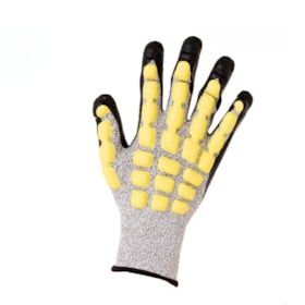 Luva Tricotada Poliéster Revestida Látex Corrugado Dorso Emborrachado CA 38654 IMPACTO CUT VOLK