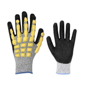 Luva Tricotada Poliéster Revestida Látex Corrugado Dorso Emborrachado CA 38654 IMPACTO CUT VOLK