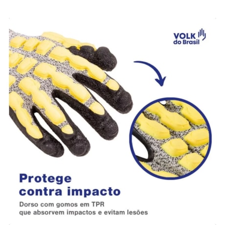 Luva Tricotada Poliéster Revestida Látex Corrugado Dorso Emborrachado CA 38654 IMPACTO CUT VOLK-68d84dad-d57a-4900-8fb1-b1d0c80a837c