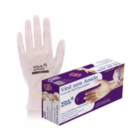 Luva Vinil Sem Amido 24cm Caixa com 100 Unidades CA 20722 VINIL SEM AMIDO VOLK