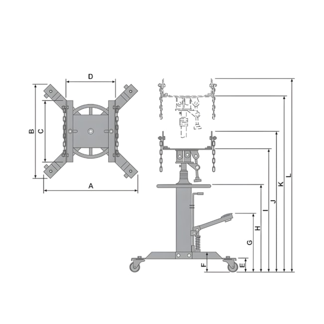 Macaco Cambio Hidráulico Telescópio 600kg Roda Ferro MJ 600 BOVENAU-fa377391-e134-4c2a-8538-da26afebe94d