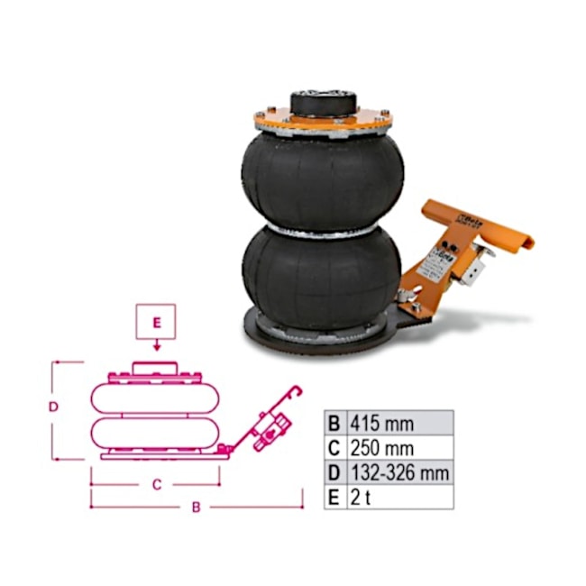 Macaco Hidráulico Pneumático Inflável 2 Toneladas Estágios 132 a 326mm 3061/2T BETA-e4dea9c6-b31b-4ace-8de0-1455be008d84