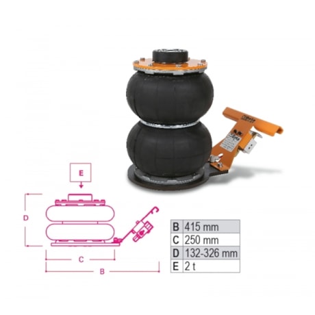 Macaco Hidráulico Pneumático Inflável 2 Toneladas Estágios 132 a 326mm 3061/2T BETA-1c6c87e6-cace-45a1-a668-96fed46ff951