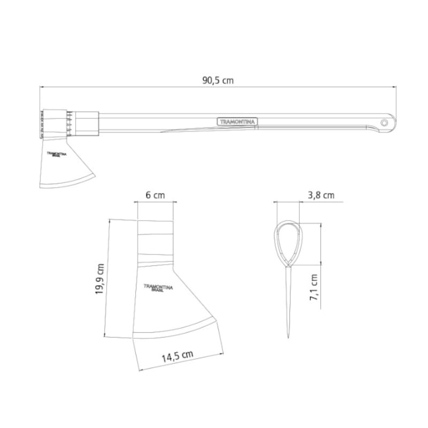 Machado Soldado com Cabeça Redonda Cabo de Madeira 90cm 77322534 TRAMONTINA-f77070bf-25fa-4264-8071-6a95c32b5542
