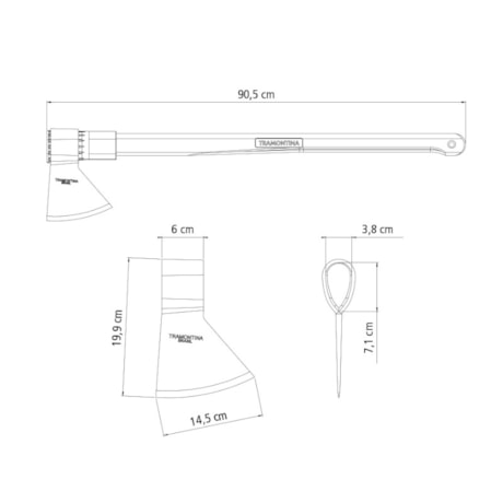Machado Soldado com Cabeça Redonda Cabo de Madeira 90cm 77322534 TRAMONTINA-efdf6cdb-fd50-456f-b272-4ea7aaa4d50a