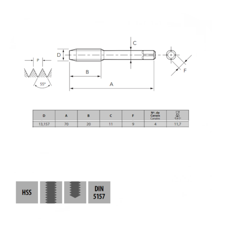 Macho Manual para Tubo HSS BSP G 1/4