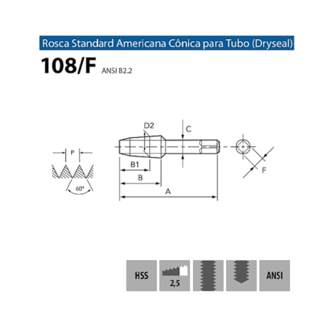 Macho Manual para Tubo HSS NPT 1/8