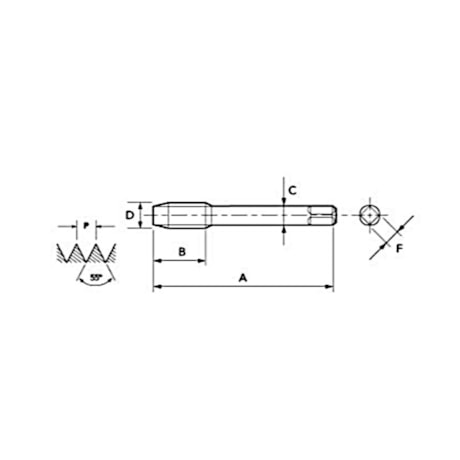 Macho Máquina Canal Helicoidal HSS-E BSP 1/2