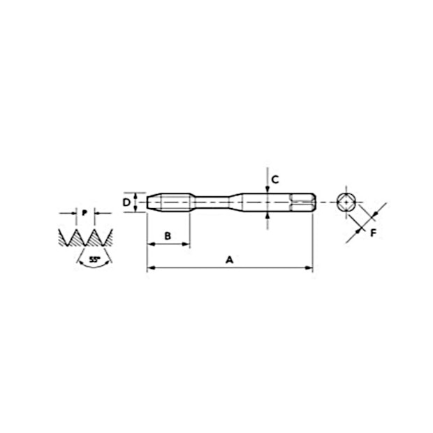 Macho Máquina Canal Helicoidal HSS-E BSW 1/8