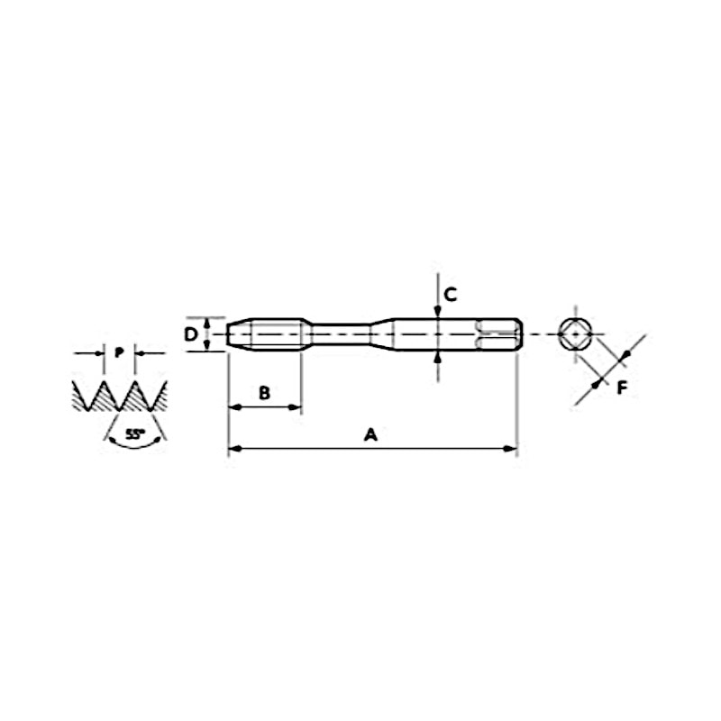 Taraud HSS-G BSW 5/32-32 Nr. 3 - Taraudage Finition, Norme DIN 2184-2, Pour Filetage BSW