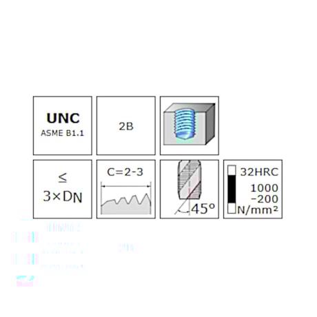 Macho Máquina Canal Helicoidal HSS-E UNC 1.1/2