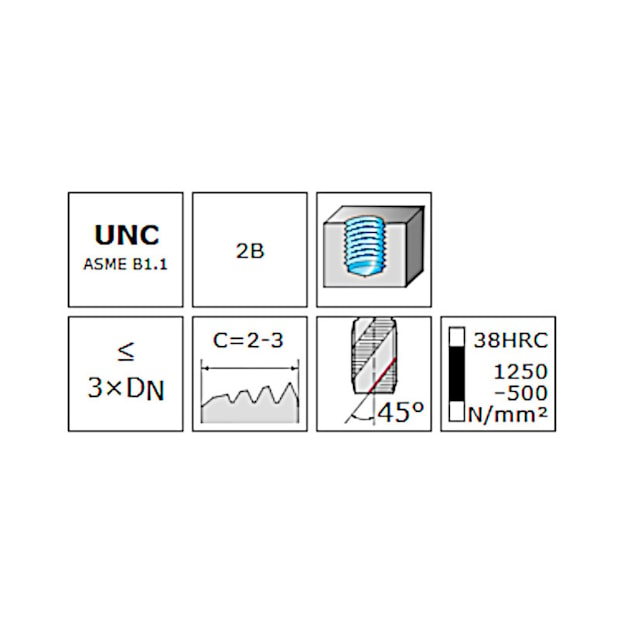 Macho Máquina Canal Helicoidal HSS-PM UNC 1/4