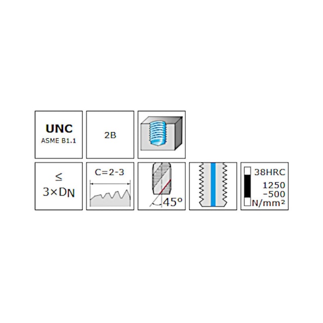 Macho Máquina Canal Helicoidal HSS-PM UNC 5/8
