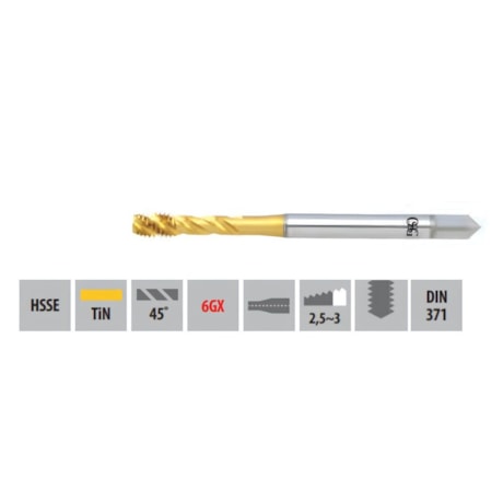 Macho Máquina Canal Helicoidal HSSE CH M 6 X 1 DIN371 6GX TIN 2005/0 SIGMA-SFT OSG-220c12c3-350c-4336-96d4-589966bfebd1