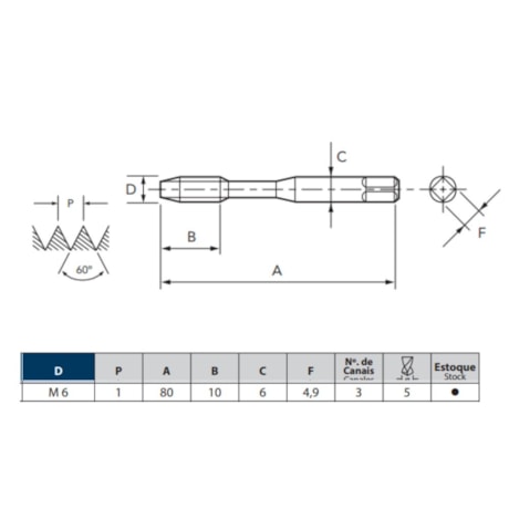 Macho Máquina Canal Helicoidal HSSE CH M 6 X 1 DIN371 6GX TIN 2005/0 SIGMA-SFT OSG-f180d16f-6584-4924-9f88-10eb03489c31