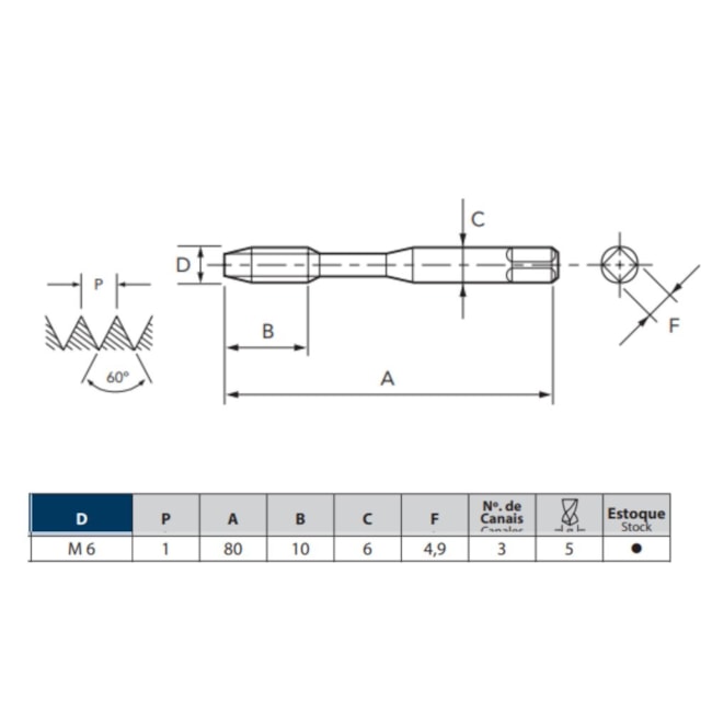 Macho Máquina Canal Helicoidal HSSE CH M 6 X 1 DIN371 6GX TIN 2005/0 SIGMA-SFT OSG-16c9f9c9-f8c5-47fe-ac37-5449c99fb919