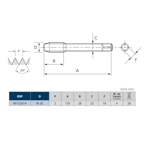 Macho Máquina HSSE PH MF 30 X 2.0 DIN374 TIN 2000/5 SIGMA-POT OSG-6d9b2fdb-d20d-4849-97ab-8970ef2c82f2