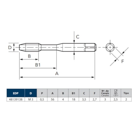 Macho Máquina PM CH M 3 X 0.5 DIN371 1000/0 A-SFT OSG-ab3e2ece-24c6-4b00-9f6c-0453cd79fcab