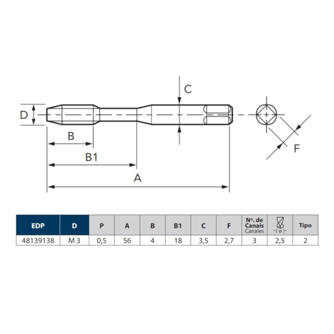 Macho Máquina PM CH M 3 X 0.5 DIN371 1000/0 A-SFT OSG-1fd0f2cc-4532-4ae0-88f3-877840af8866