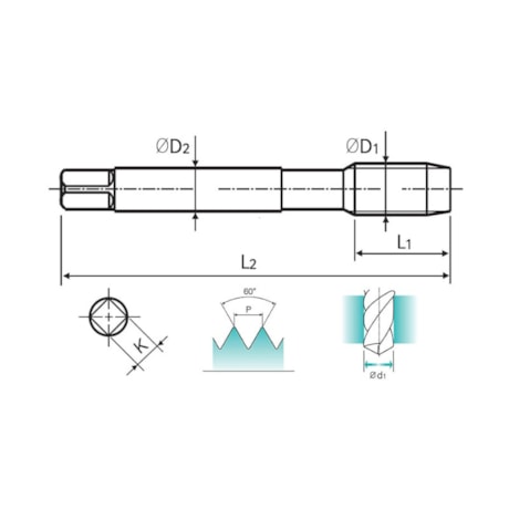 Macho Máquina Ponta Helicoidal HSS-E M3x0,50mm Din 371 TC127206 YG-1-1100da02-b94d-47cd-a8a6-9c8833300e30