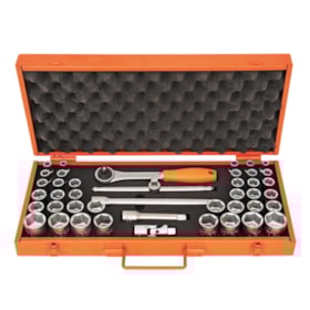 Maleta com Soquetes e Acessórios de 10 a 32mm Encx de 1/2