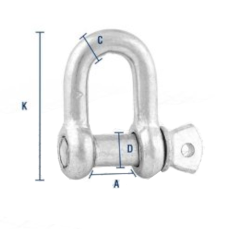 Manilha Reta para Cabo de Aço 3/8