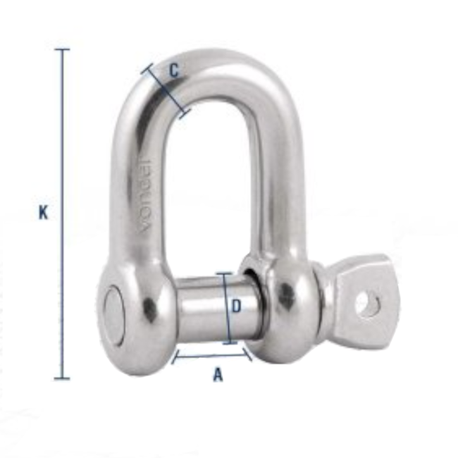 Manilha Reta para Cabo de Aço 3/8