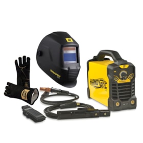 Máquina de Solda Inversora 160A Monofásico 220V HANDYARC 162I + Máscara SWARM A10 + Luva Mig MD BLACK ESAB