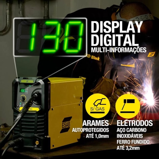 Máquina de Solda Inversora MMA 130A FT20% Monofásico Bivolt com Cabo BANTAM MIG 130 ESAB-f8f7423f-c2ae-47df-bcc4-2d7833fed1aa