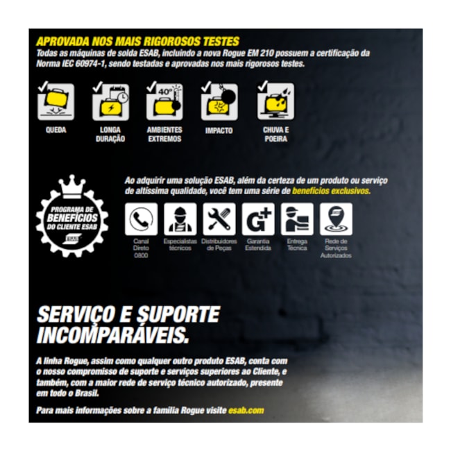 Máquina Inversora de Solda Mig/Mag e Eletrodos 210A Monofásica Bivolt (110/220V) ROGUE EM 210 ESAB-dd24edab-17f1-467d-9372-8d04bc06854f
