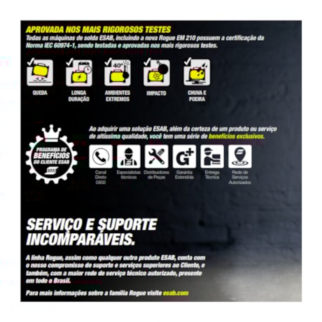 Máquina Inversora de Solda Mig/Mag e Eletrodos 210A Monofásica Bivolt (110/220V) ROGUE EM 210 ESAB-c57a089c-1239-4947-92d9-b0c0ac9d3510