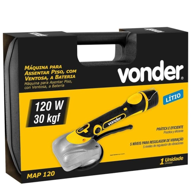 Máquina para Assentar Piso 12V com Ventosa Bateria 2.2Ah Carregador Bivolt e Maleta MAP 120 VONDER-3bc7ce0b-5fd8-4077-9445-8c275f5d972a