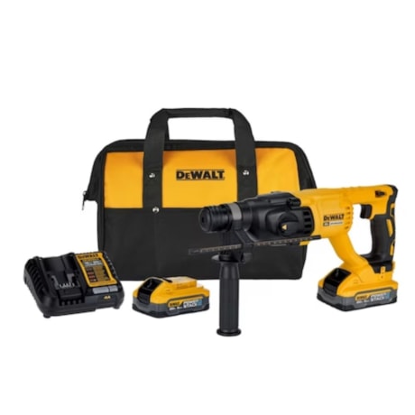 Martelete Perfurador 26mm 20V com 2 Baterias 5.0Ah Carregador Bivolt e Bolsa DCH133H2-BR DEWALT