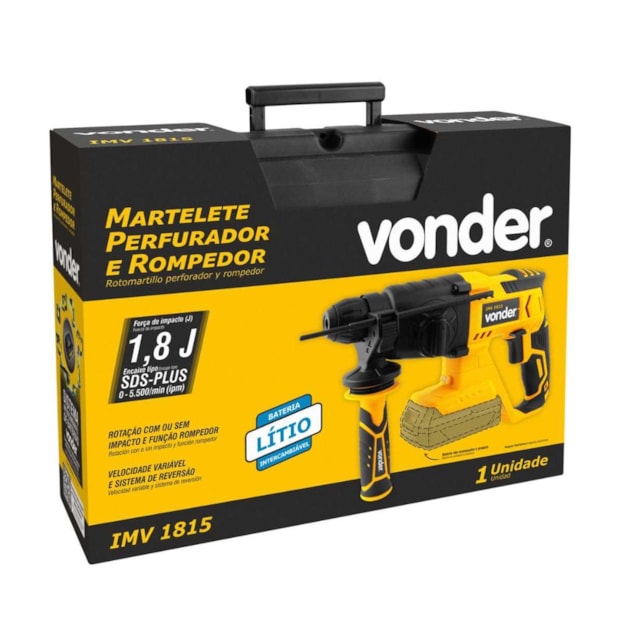 Martelete Perfurador Rompedor 18V 26mm sem Bateria e Carregador com Maleta IMV 1815 VONDER-6a93838a-e226-42f9-810d-b9627872a8cc