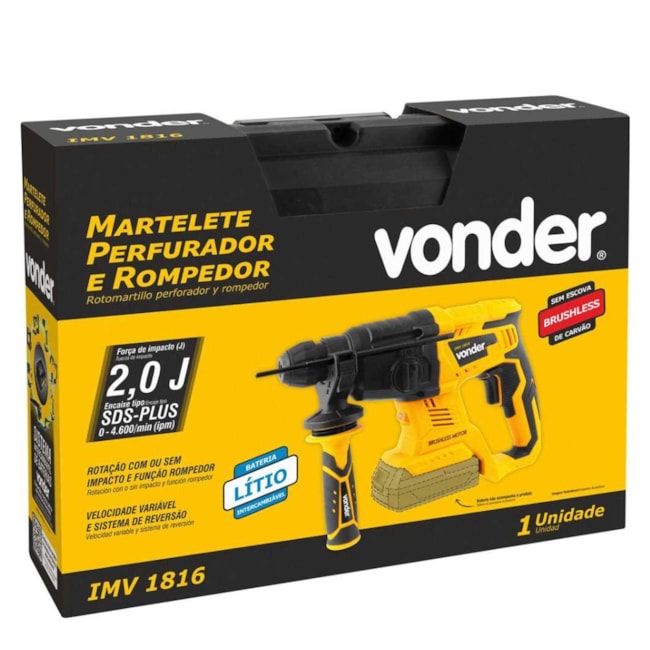 Martelete Perfurador Rompedor 18V 30mm sem Bateria e Carregador com Maleta IMV 1816 VONDER-010bc7a7-251d-4896-aff3-5412af1a82a4