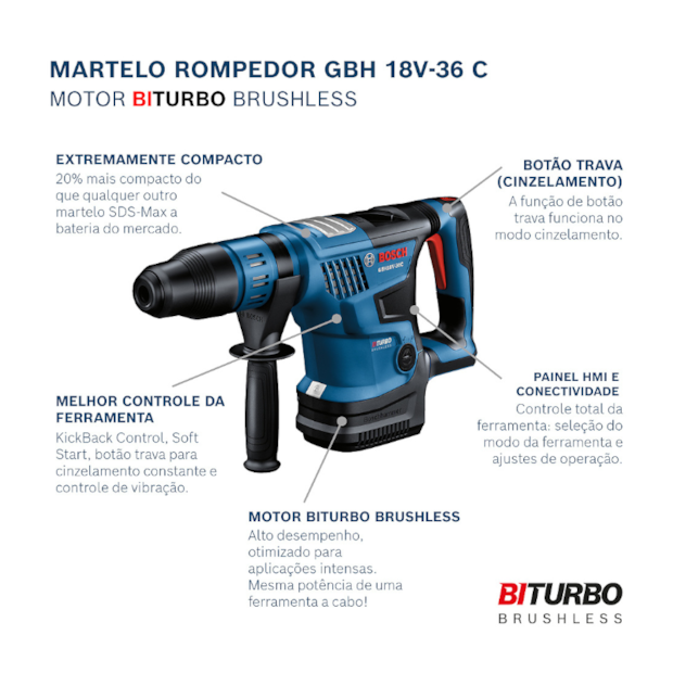 Martelete Perfurador Rompedor 18V sem Bateria sem Carregador BI-Turbo GBH 18V-36 C Bosch-dbf235f7-a2f9-455b-9ef6-b23df129deb4