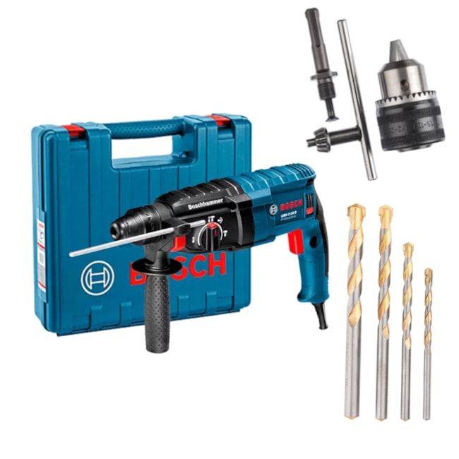 Martelete Perfurador Rompedor 24mm 820W GBH2 24-D BOSCH + Adaptador SDS Plus e Jogo de Brocas -9c2f58d1-96ab-4363-a42b-09120425a250