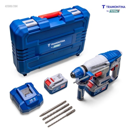 Martelete Perfurador/Rompedor 26mm 20V 4.0Ah + 2 Baterias + Carregador 110/220V e Maleta 42305/204 TRAMONTINA MASTER