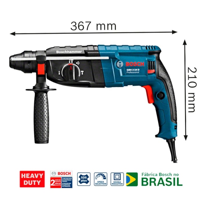 Martelete Perfurador Rompedor 800W 24mm GBH 2-24 BOSCH-3530f542-1e97-4625-966b-ed6d7e5cc953
