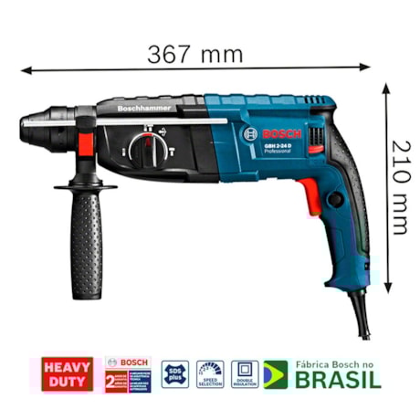 Martelete Perfurador Rompedor 800W 24mm GBH 2-24 BOSCH-dac29975-07bb-4e95-a158-031215b654ed