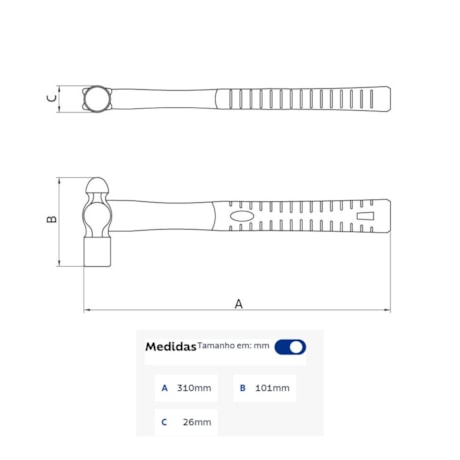 Martelo Bola de Cobre-berílio 450g Antifaiscante Cabo Fibra 44234020 TRAMONTINA PRO-ebc6567f-2079-493f-b6eb-725adb239fdf