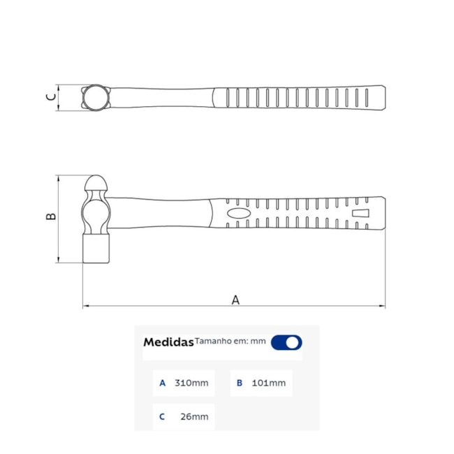 Martelo Bola de Cobre-berílio 450g Antifaiscante Cabo Fibra 44234020 TRAMONTINA PRO-2daaf2a3-b998-4cb7-9dfc-c429188cf941