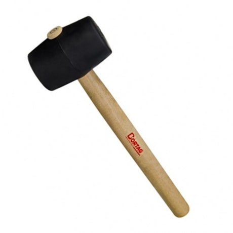 Martelo de Borracha Preto 50mm com Cabo de Madeira 60617 CORTAG