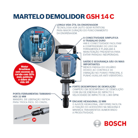 Martelo Demolidor 28J 1750W 220V GSH 14 C BOSCH-92dee804-d98e-4509-948c-6e5ff1587d2d