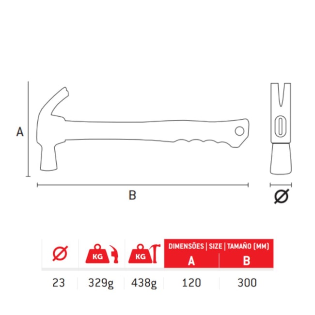 Martelo Unha 20mm Cabo de Fibra 1040655 MTX-246f5ee3-5e84-42ae-a9a5-9e84e256cec0