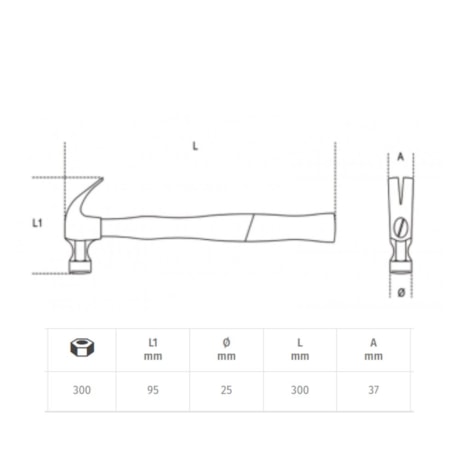 Martelo Unha com Cabo de Madeira 25mm 1375 BETA-7601f666-115c-40e8-a09a-9dc7bcab4b91