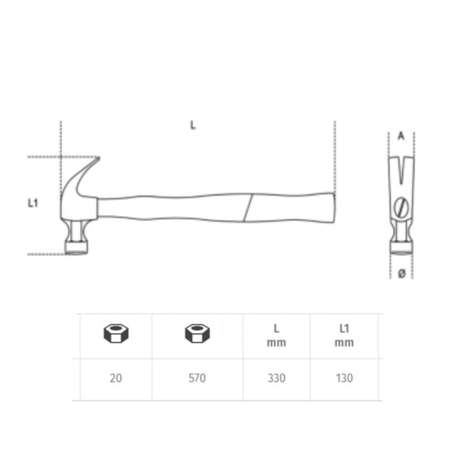 Martelo Unha em Aço 30mm 1375B BETA-c4a94808-dc5d-41c8-94fa-75fa07a644de